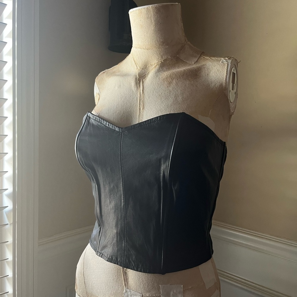 100% leather black corset